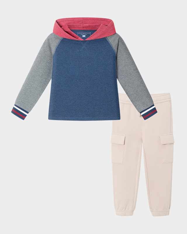 Boy's Color Block Hoodie & Joggers Set, Size 2T-8